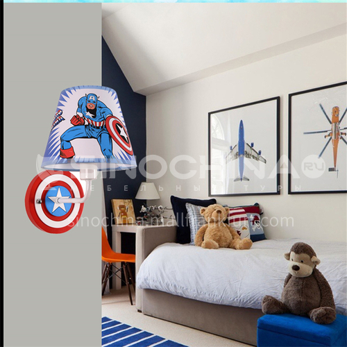 American cartoon spiderman led bedside lamp creative boy bedroom Captain America clock wall lamp-DDBE-W-303